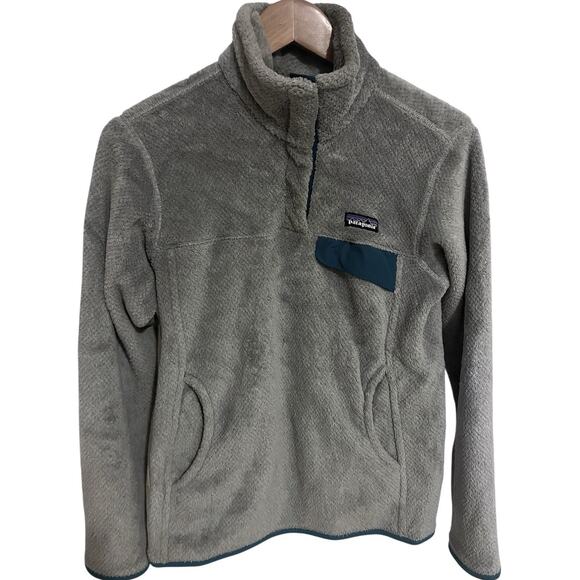 Patagonia Synchilla Snap-T Fleece Pullover Women’s Medium Gray Teal Trim - Picture 1 of 7